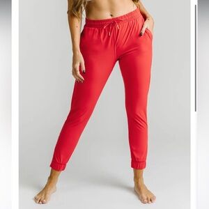 *NEW ZYIA Red Everywhere Zipper Joggers